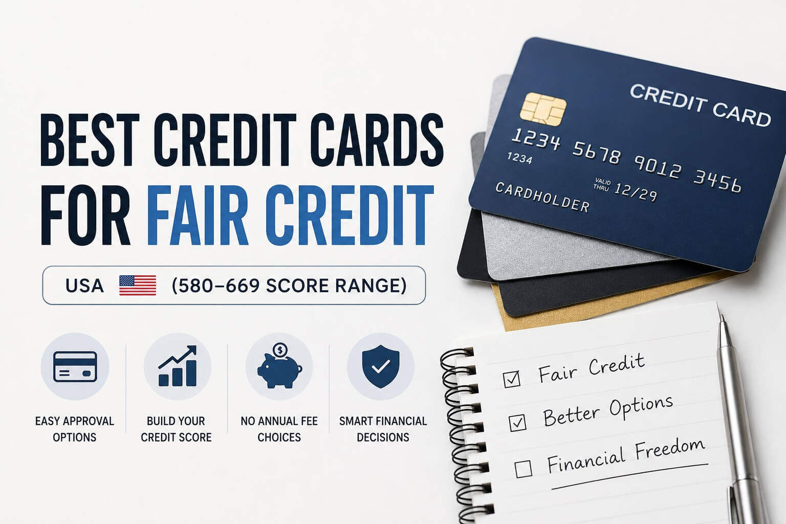 7 Best Credit Cards for Fair Credit in USA (2026)