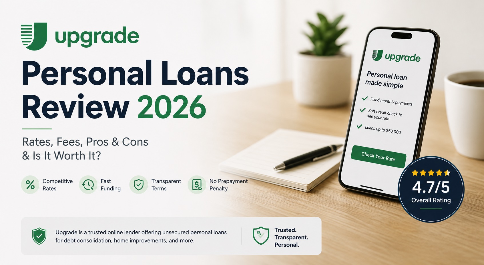 Upgrade Personal Loans Review (2026): Rates, Fees, Pros & Cons and Is It Worth It?